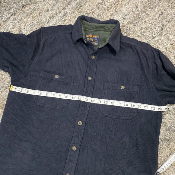 Woolrich long sleeve men’s button down lightweight fleece shirt black sz medium - Picture 5 of 9